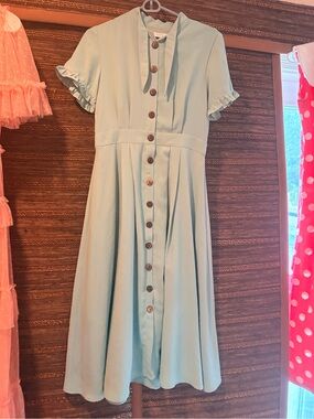 Ivy City Co mint green Button-Front Tea Dress